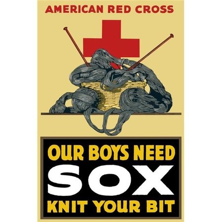 STOCKTREK IMAGES StockTrek Images  Vintage World War One Poster of A Basket of Yarn Two Knitting Needles & A Large Red Cross. It Reads American Red Cross Our Boys Need Sox Knit Your Bit Poster Print; 11 x 17 PSTJPA100702M